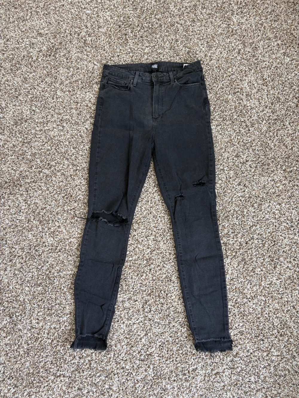 PAIGE Black Margot Ankle Distressed High-Rise Skinny Jeans